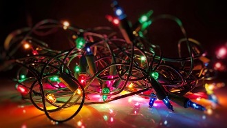 String Christmas lights in a tangle