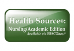 Green and white Health Source Nursing/Academic Edition, powered by EBSCOhost, logo