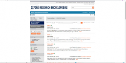 Screenshot of Oxford Research Encyclopedias database homescreen