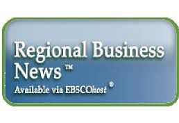Regional Business News powered by EBSCOhost logo of white letters on blue background