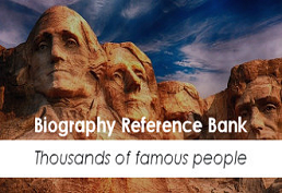 Biography Reference Bank logo, including text "thousands of famous people"
